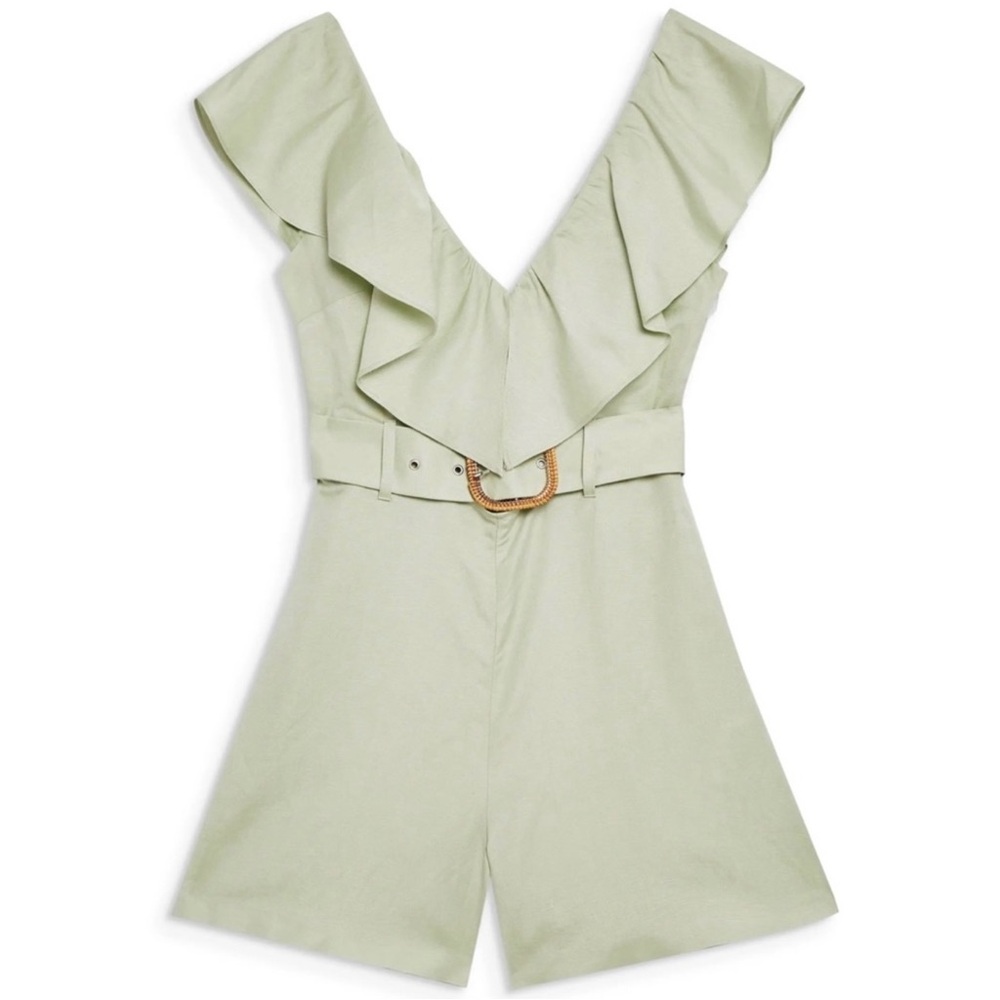 NEW TOPSHOP GREEN V-NECK ROMPER - Picture 8 of 9